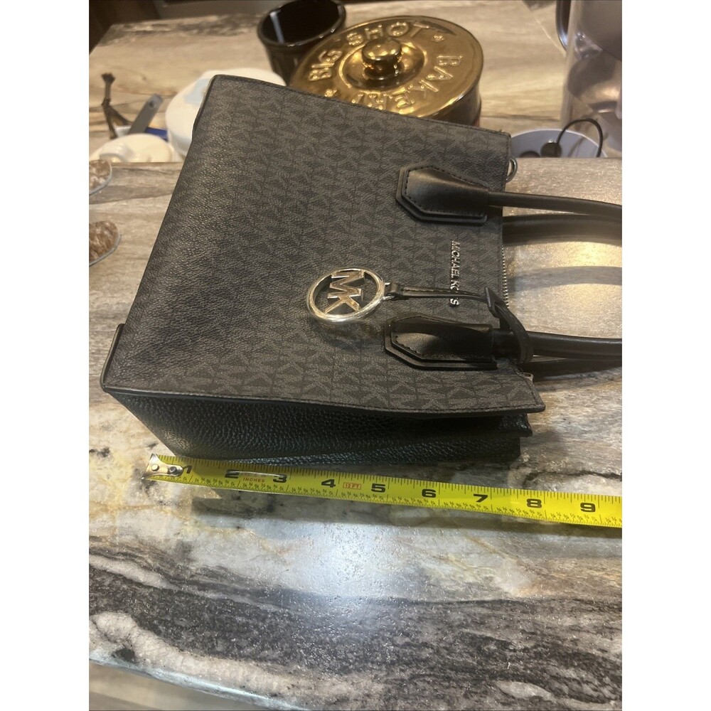 Michael Kors Mercer Medium Logo Zip Tote Black Signature MK Satchel Purse - Picture 10 of 10